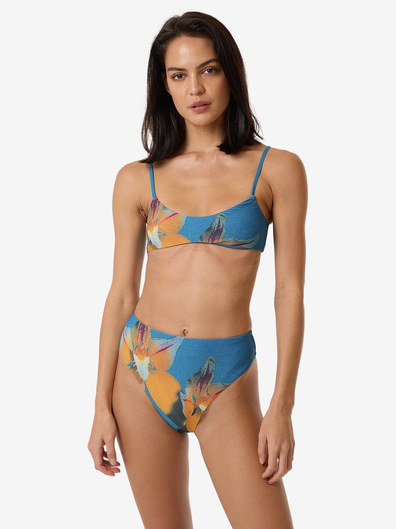 Flower Society 90S High Cut Bikini Bottom - Stella Blue 4