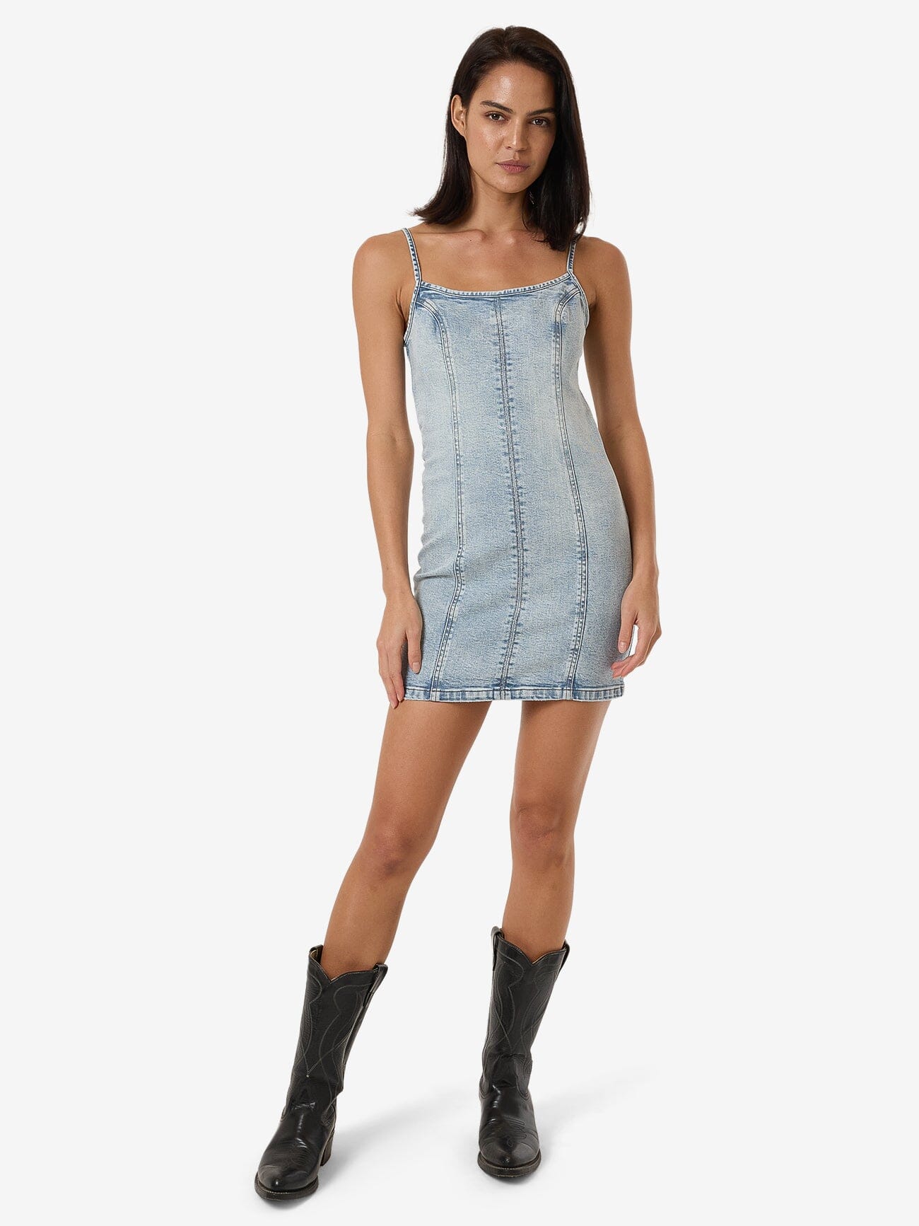 Rory Mini Denim Dress - Tainted Blue 4