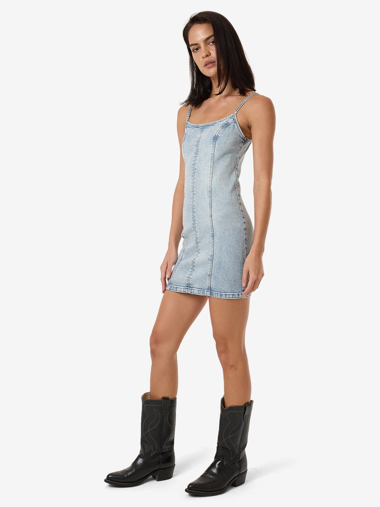 Rory Mini Denim Dress - Tainted Blue 4