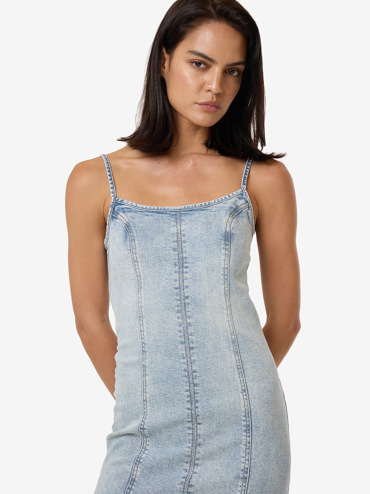 Rory Mini Denim Dress - Tainted Blue 4