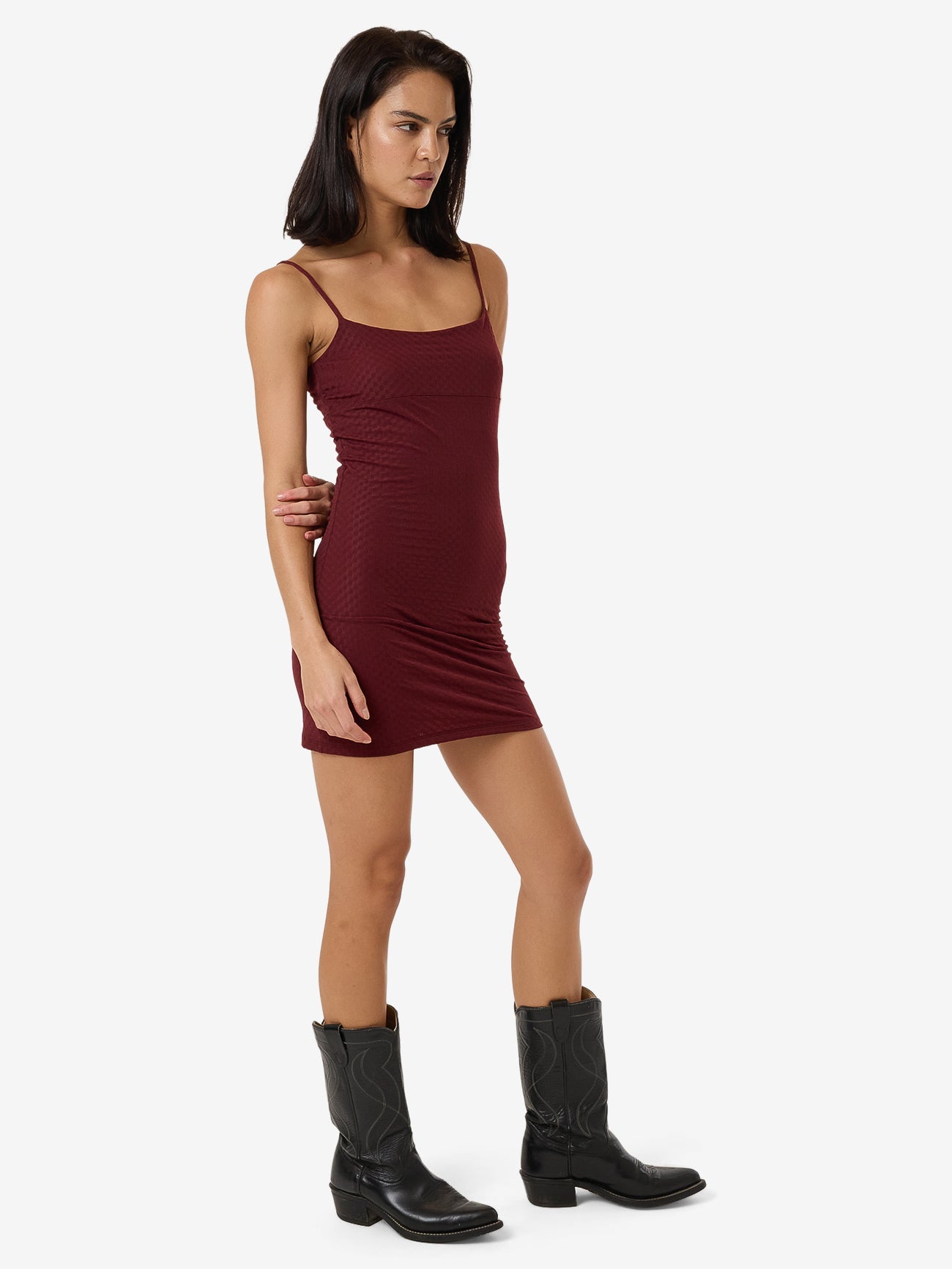 Petra Mesh Mini Dress - Dark Cherry 4