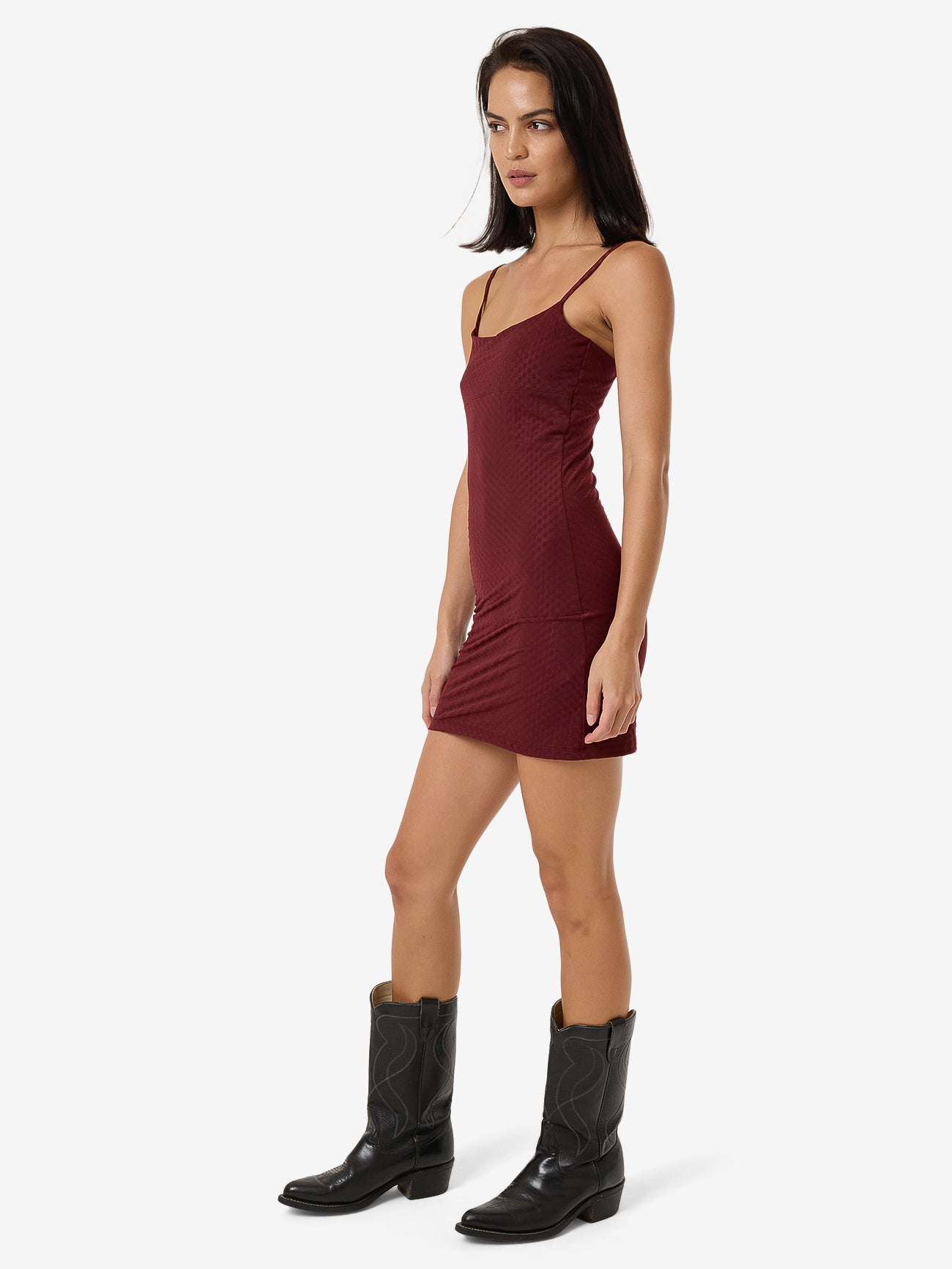 Petra Mesh Mini Dress - Dark Cherry 4