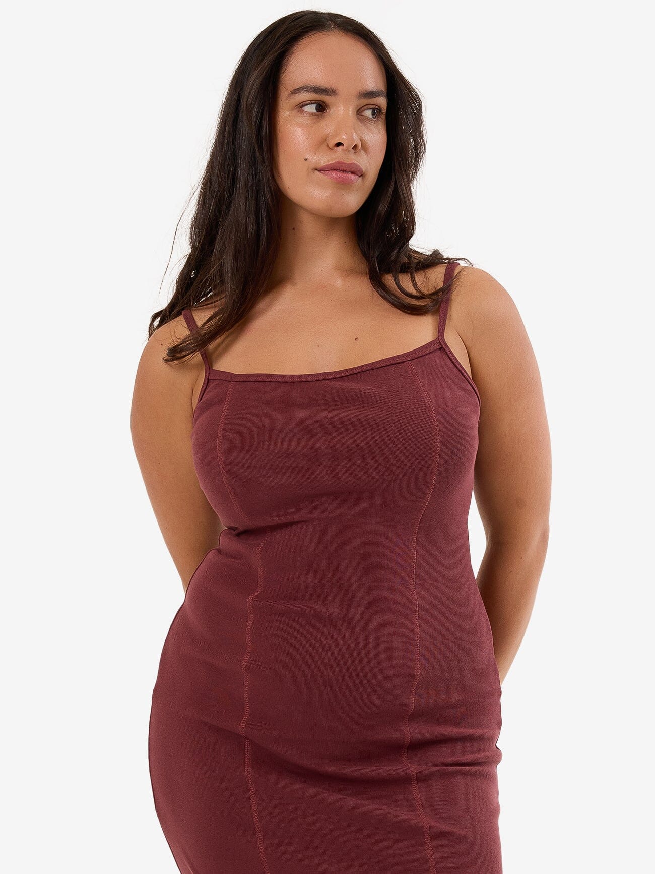 Rib Seam Dress - Dark Cherry