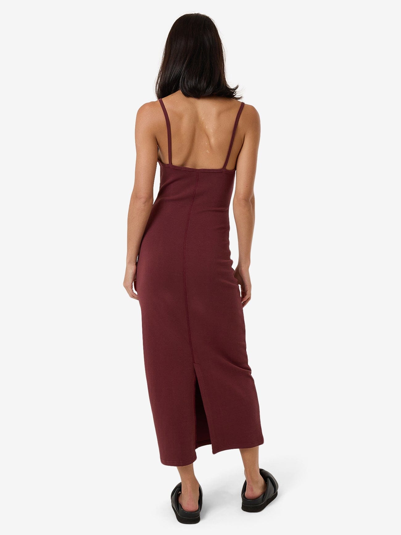 Rib Seam Dress - Dark Cherry 4