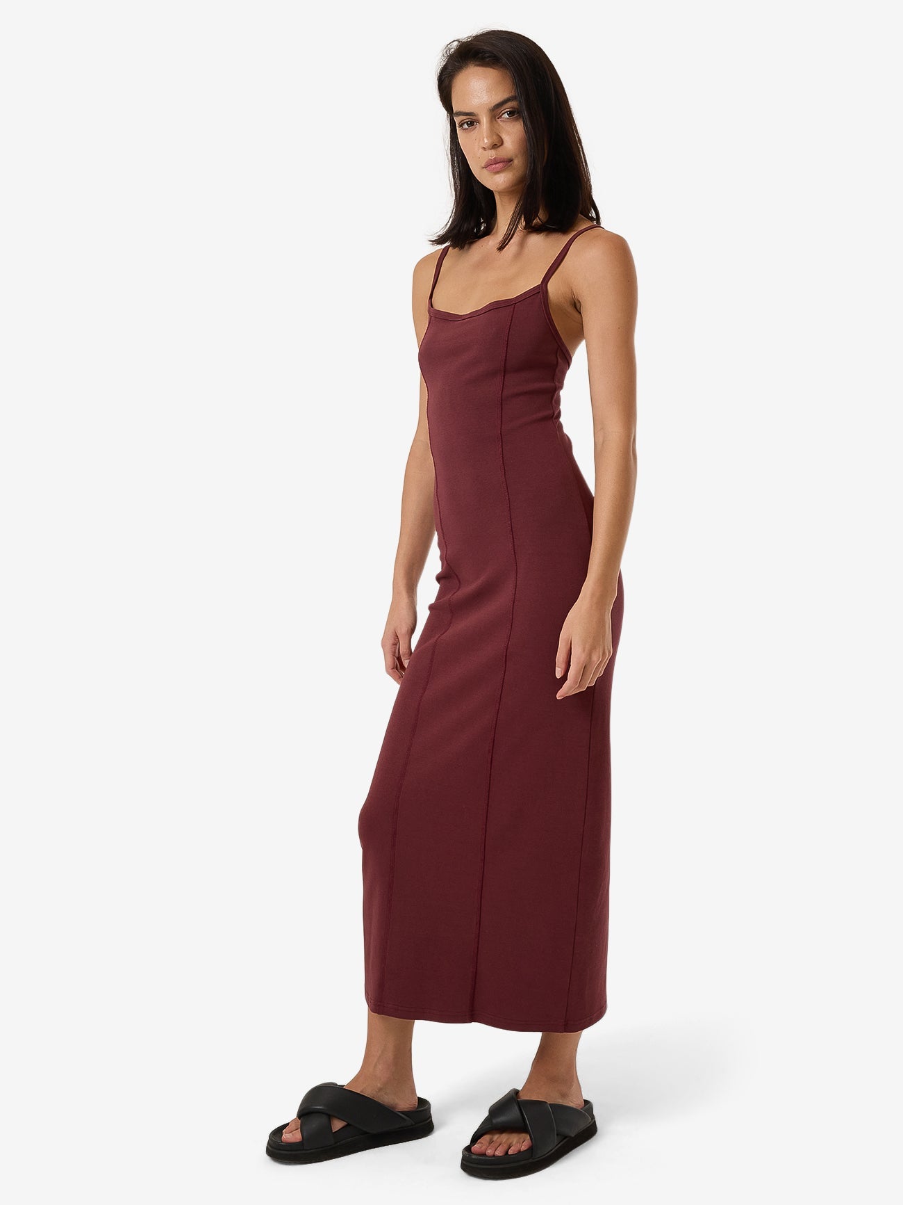 Rib Seam Dress - Dark Cherry 4