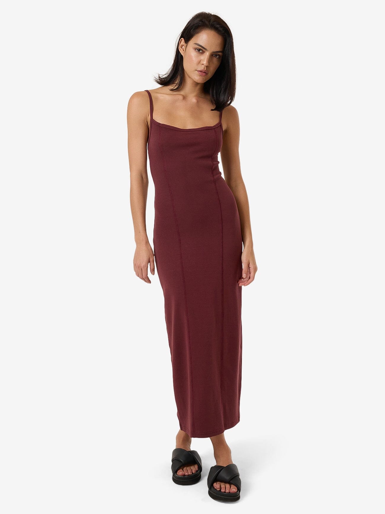 Rib Seam Dress - Dark Cherry 4