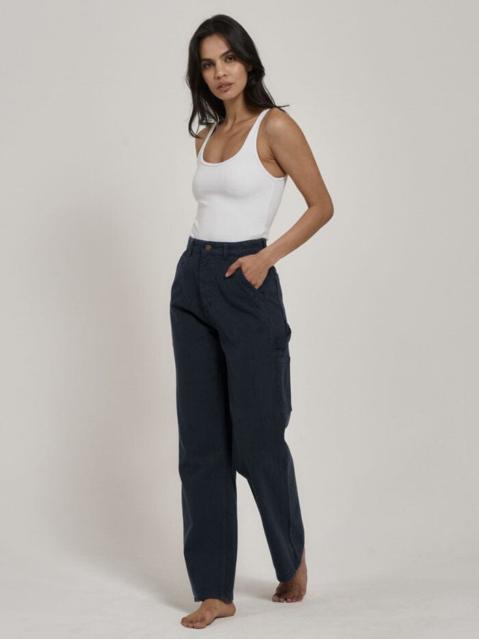 Dell Stripe Carpenter Pant - Petrol