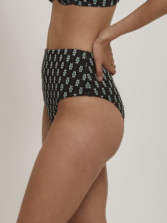 Jasmine High Waist Bikini Bottom - Black