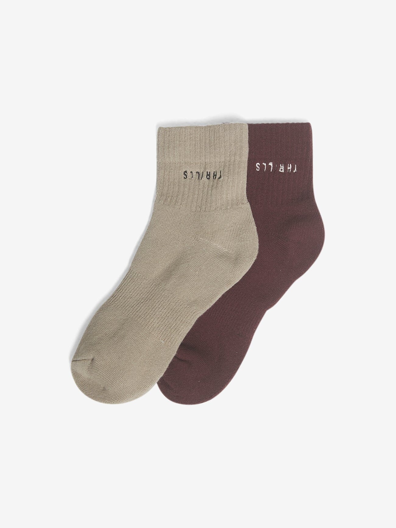 Minimal Thrills 2 Pack Sock - Oyster Grey - Deep Plum One Size