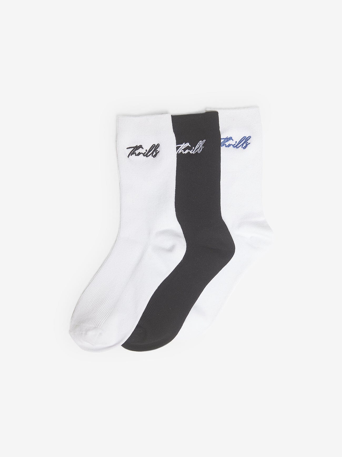 Signature 3 Pack Sock - Blue - Black - White One Size