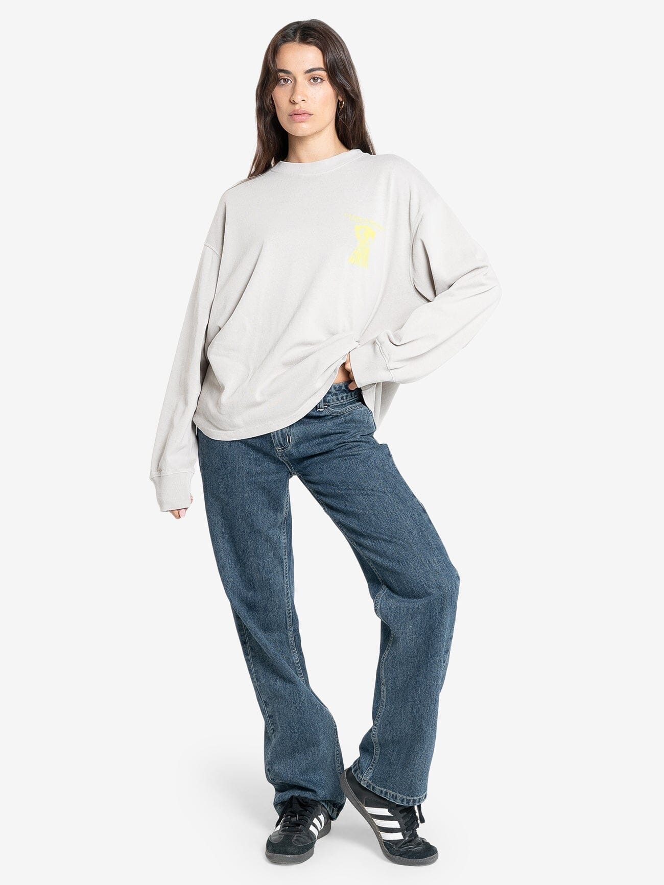 Earths Services Long Sleeve Oversized Tee - Oyster Grey 4