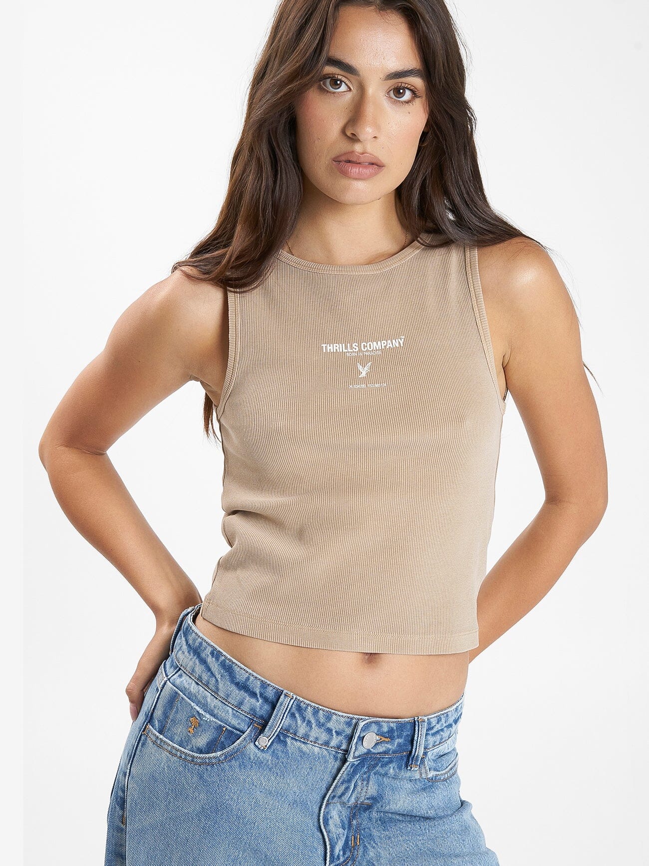 Honour High Neck Tank - Sand 4