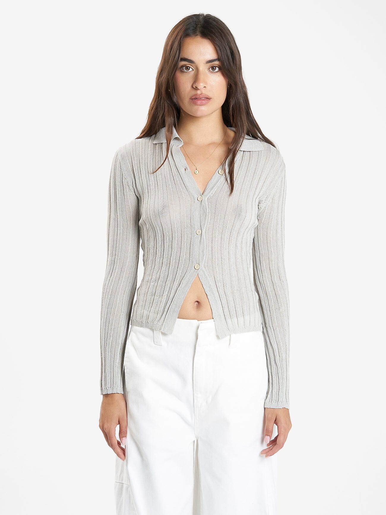 Delphine Knit Cardigan - Oyster Grey 4