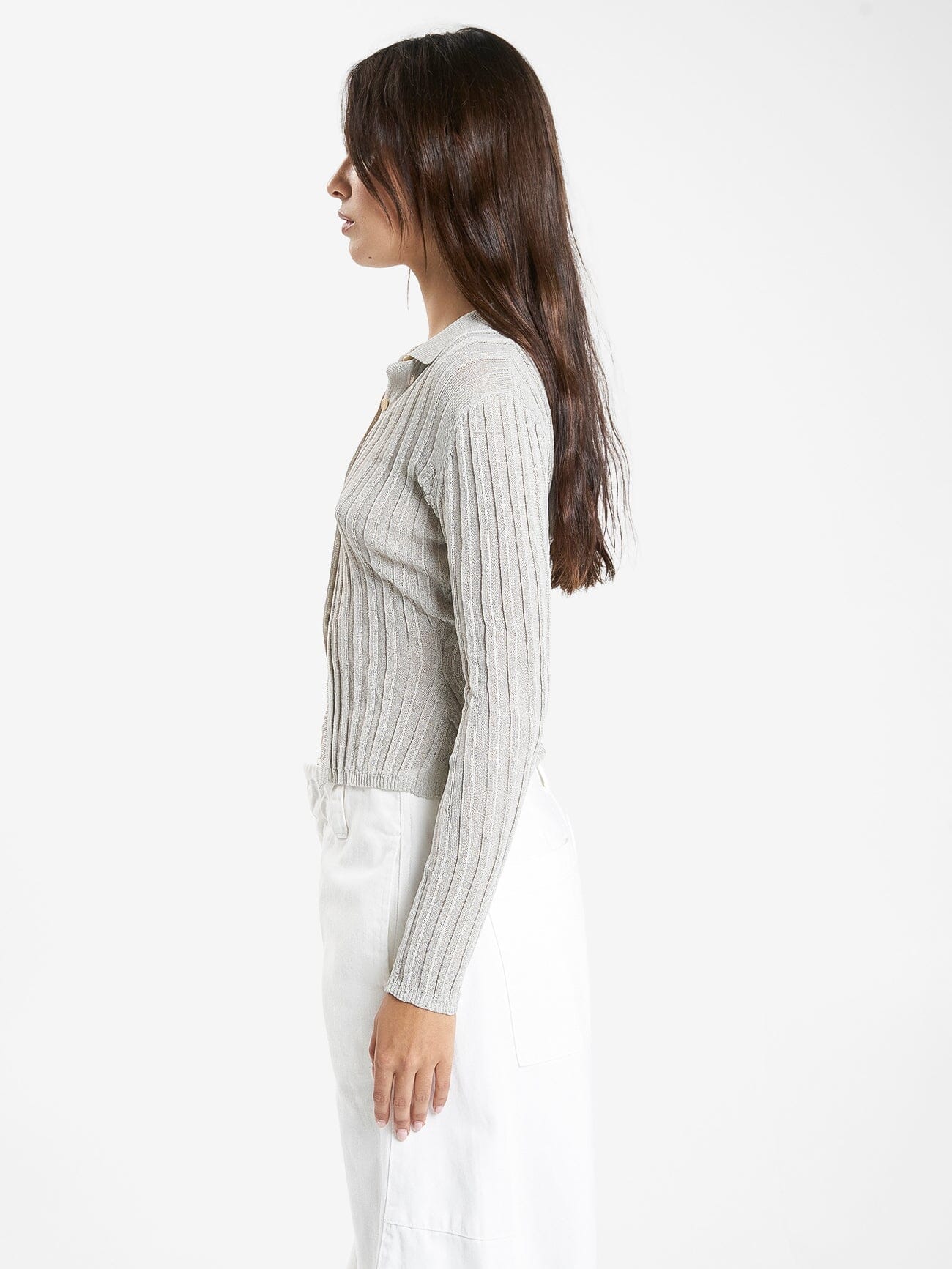 Delphine Knit Cardigan - Oyster Grey 4