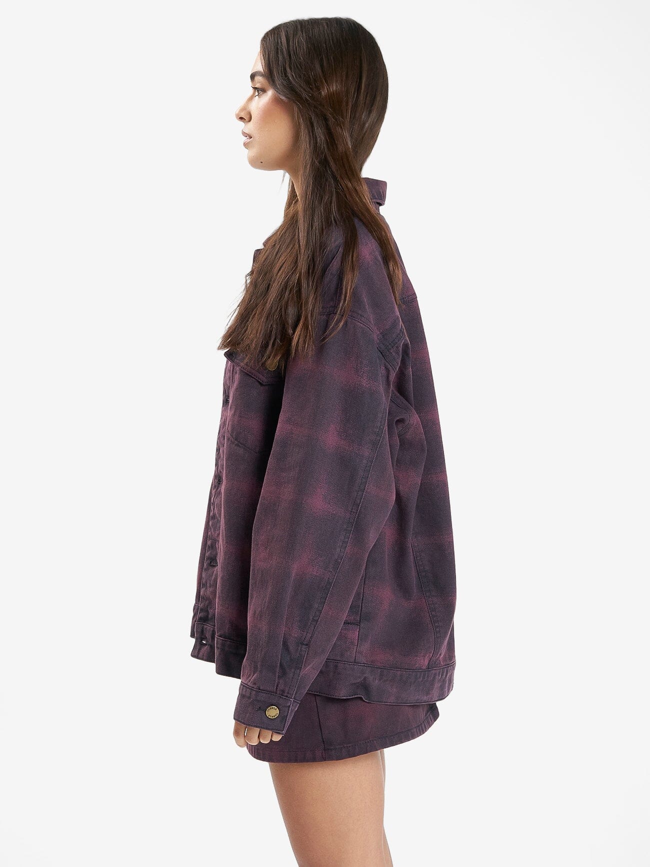 Morgan Barrio Check Jacket - Deep Plum 4