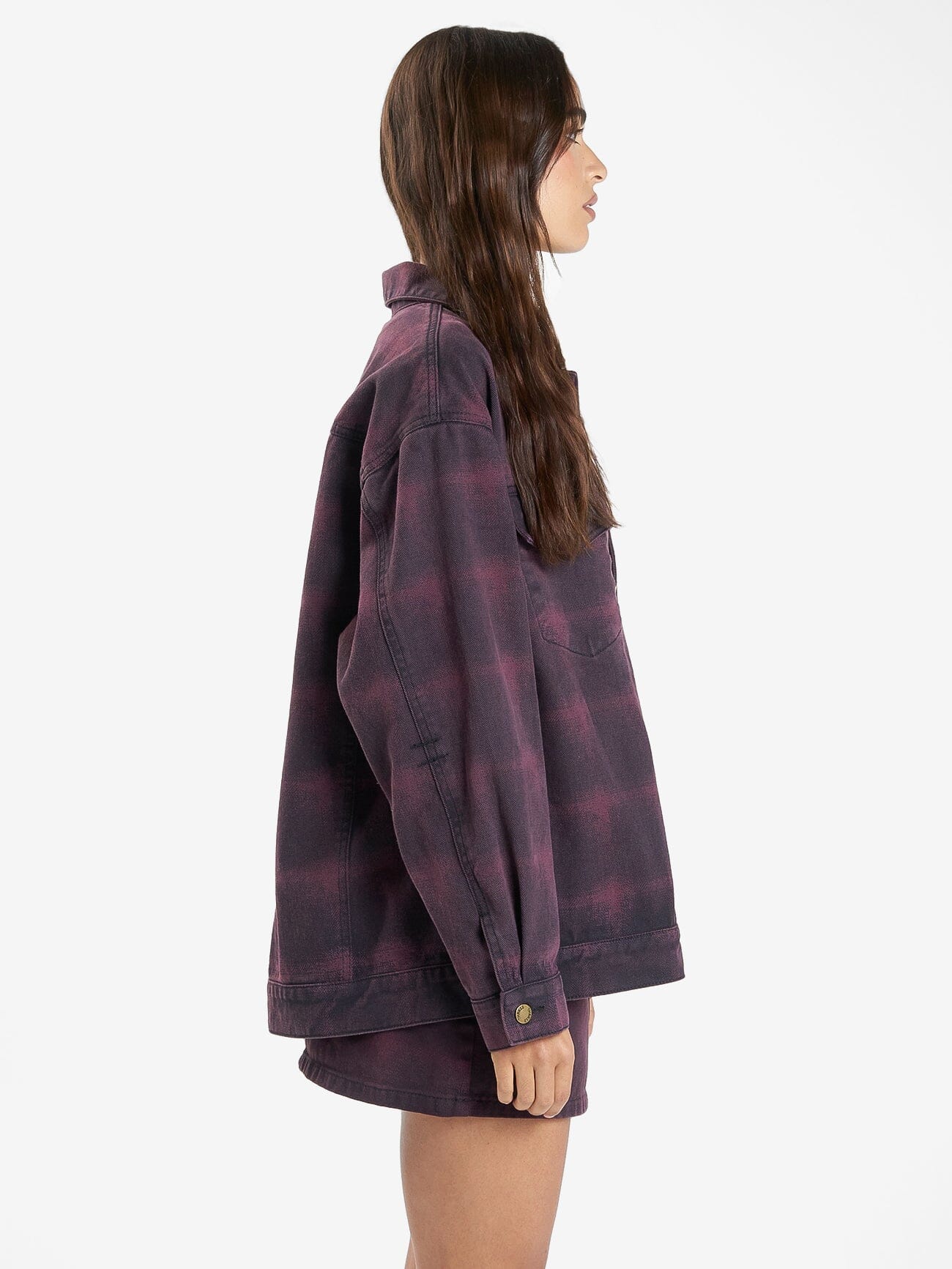 Morgan Barrio Check Jacket - Deep Plum 4