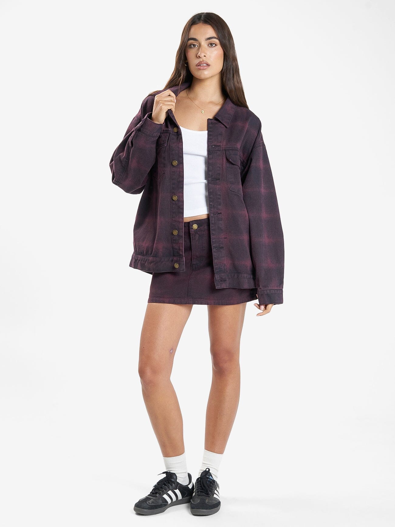 Morgan Barrio Check Jacket - Deep Plum 4