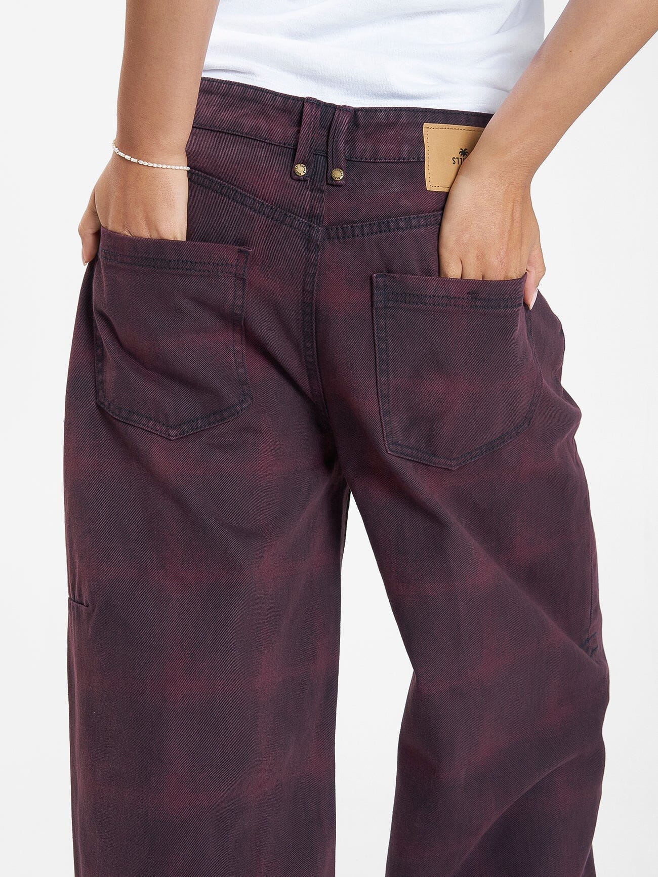 Tony Barrio Check Jean - Deep Plum 4