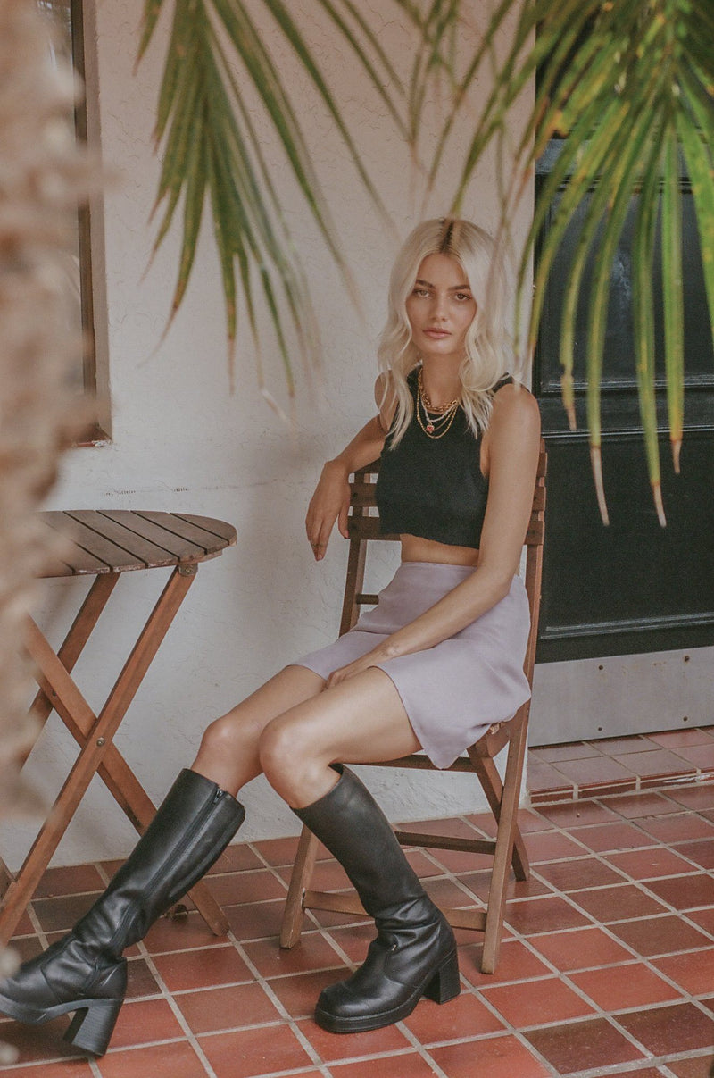 Spliced Mini Slip Skirt - Dusk