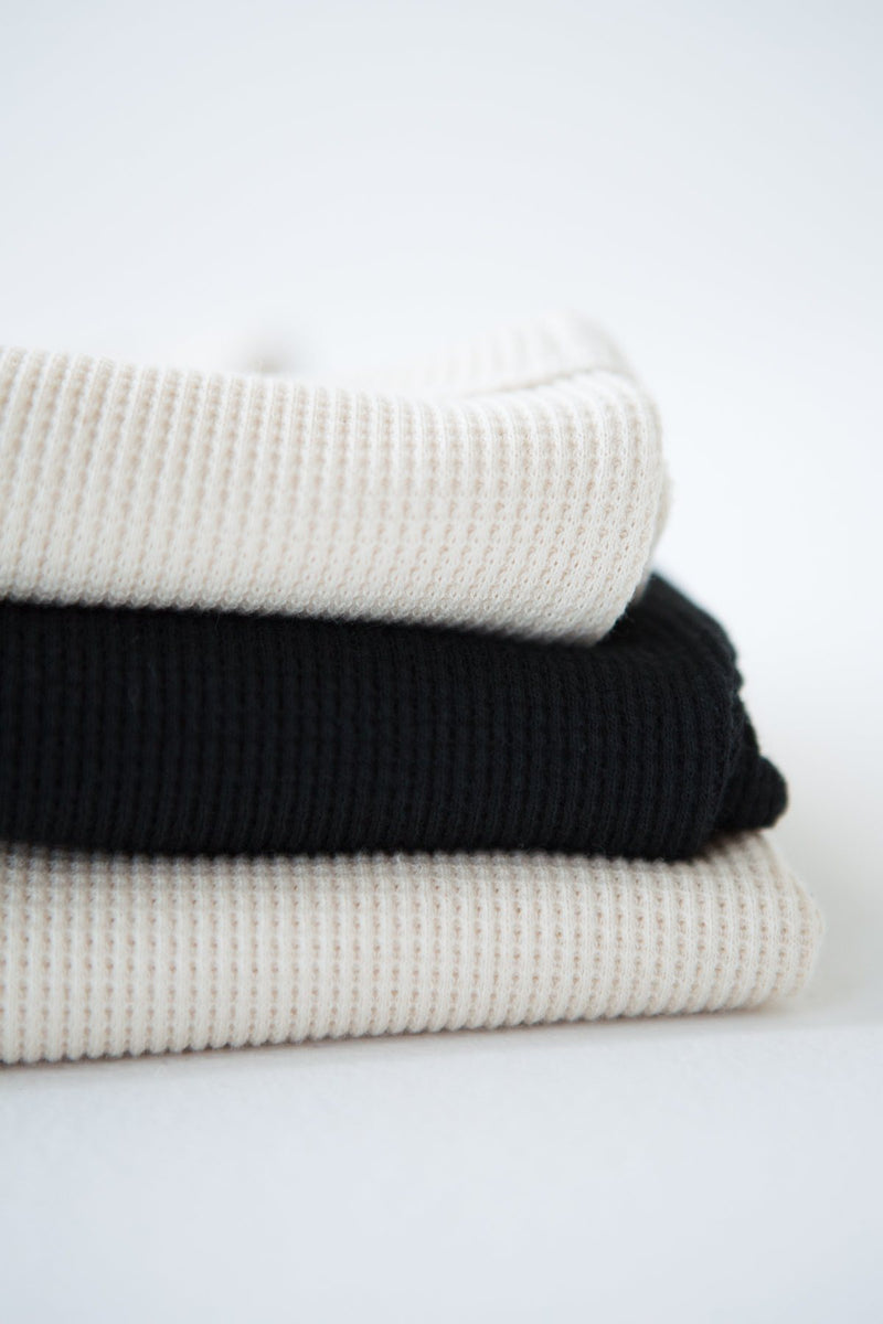 Waffle 3 Quarter Zip Polo - Unbleached