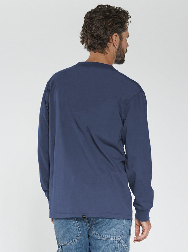 Hard Yakka x Thrills Beginning To Present Oversize Fit Long Sleeve Pocket Tee - Yakka Blue