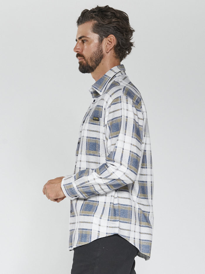 Hard Yakka x Thrills Flannel Long Sleeve Shirt - Dirty White