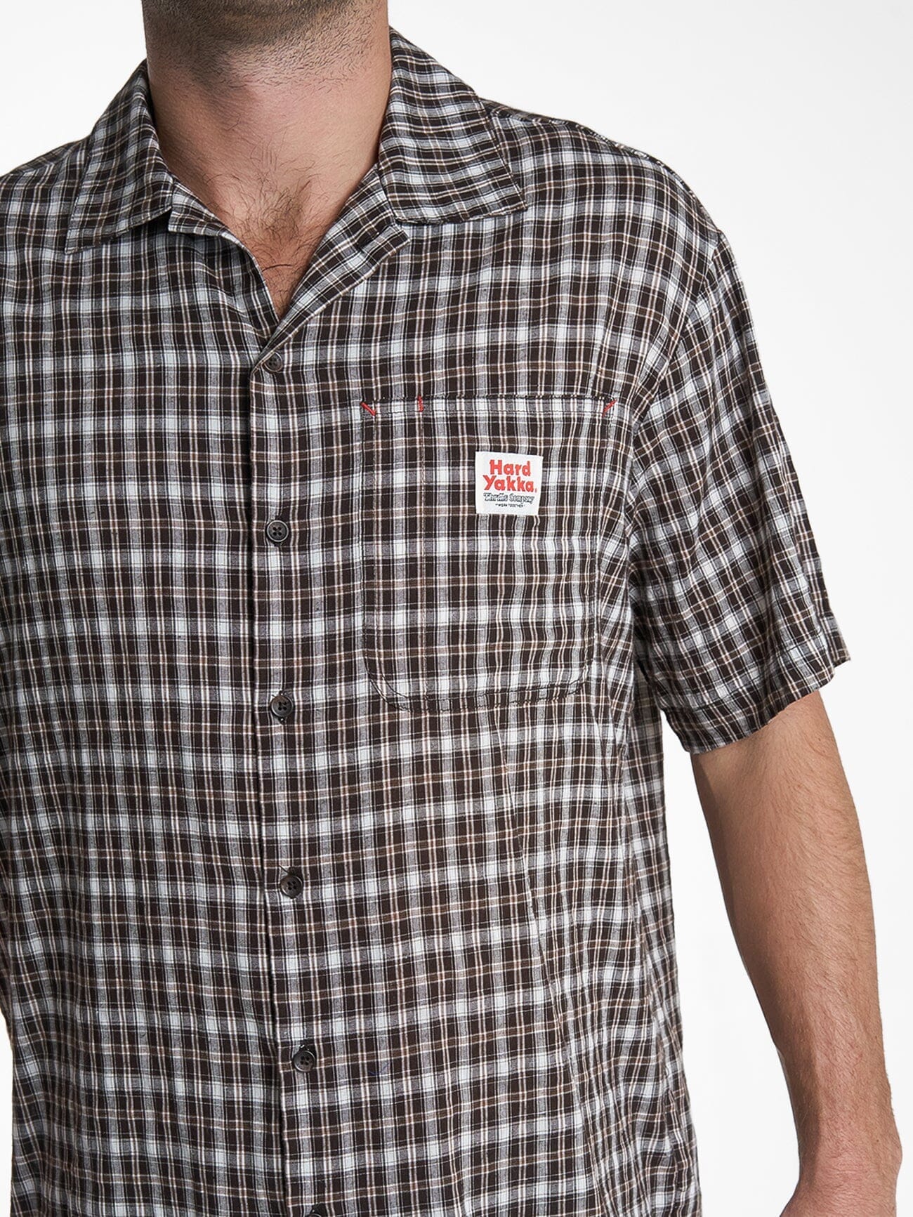 Hard Yakka X Thrills Short Sleeve Check Shirt - Postal Brown