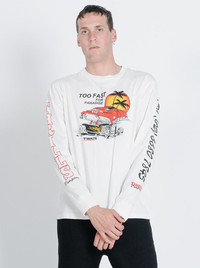 Too Fast Merch Fit Long Sleeve Tee - Dirty White