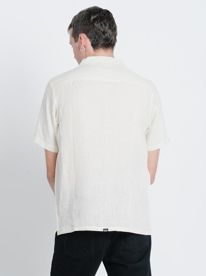 Born In Paradise Bowling Shirt - Thrift White