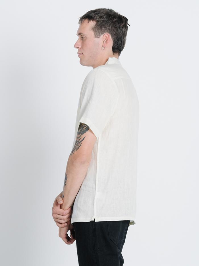 Born In Paradise Bowling Shirt - Thrift White