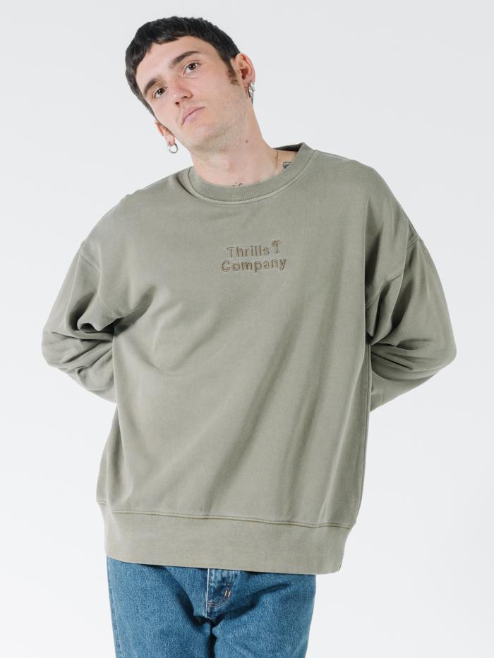 Tonal Stacked Thrills Company Slouch Fit Crew - Desert