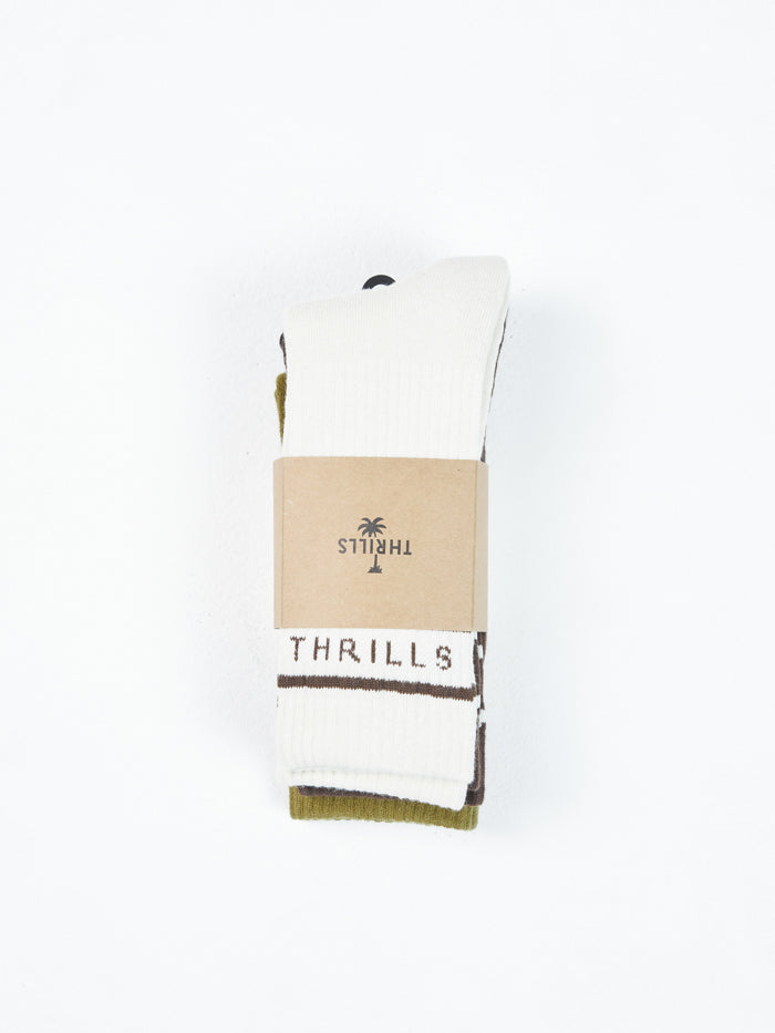 Minimal Thrills 3 Pack Socks - Tofu - Postal Brown - Plantation