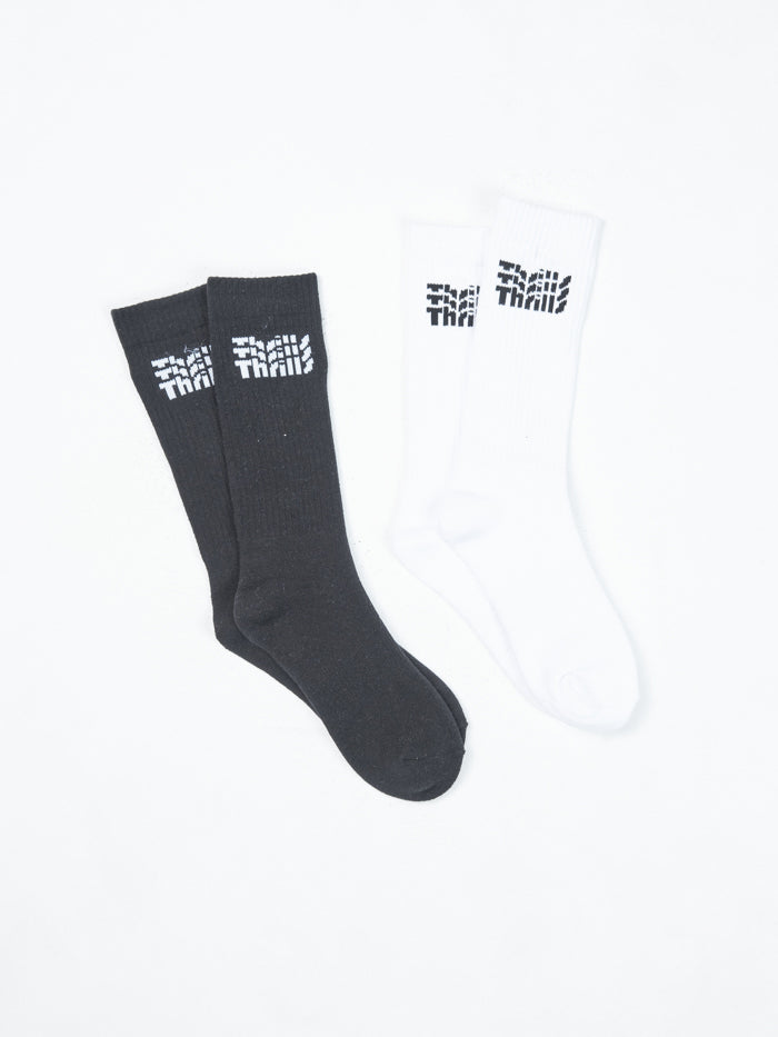 Infinite Thrills Premium Long 2 Pack Socks  - Washed Black - White