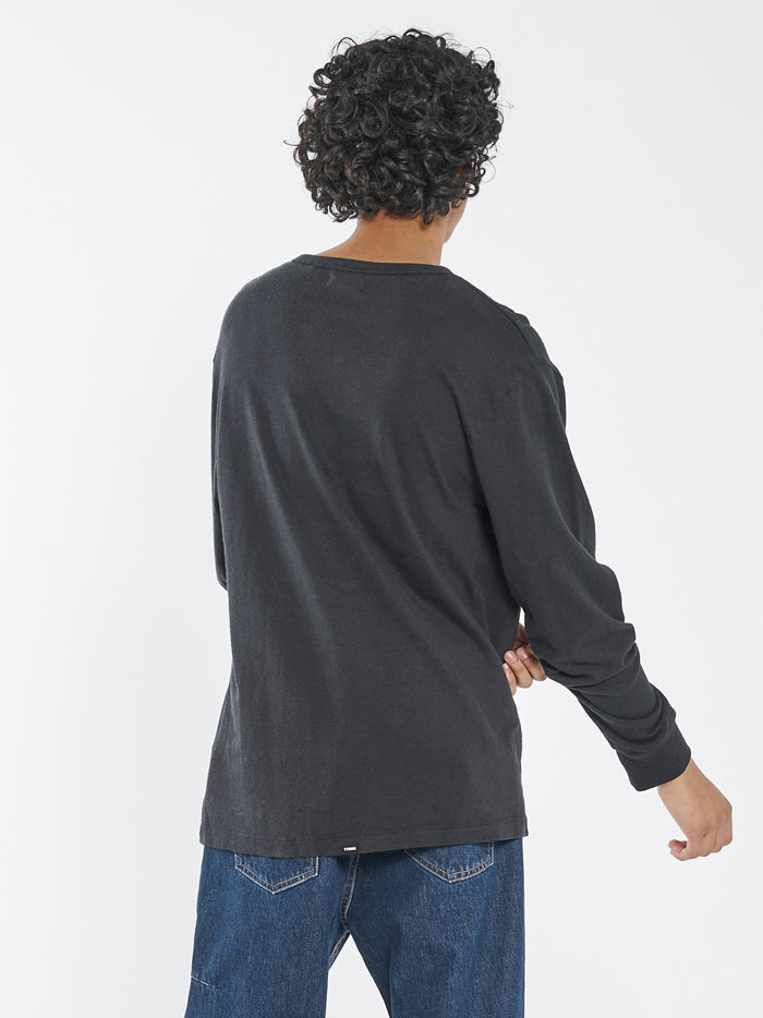 Hemp Thrills Embro Merch Fit Long Sleeve Tee - Black
