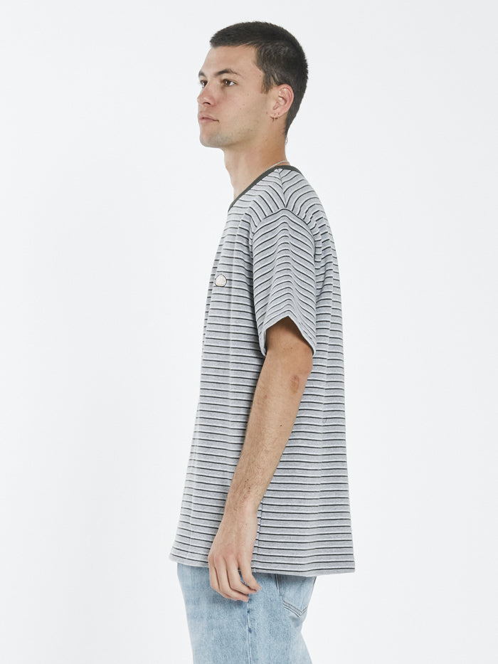 Warp Zone Stripe Merch Fit Tee - Grey Marle