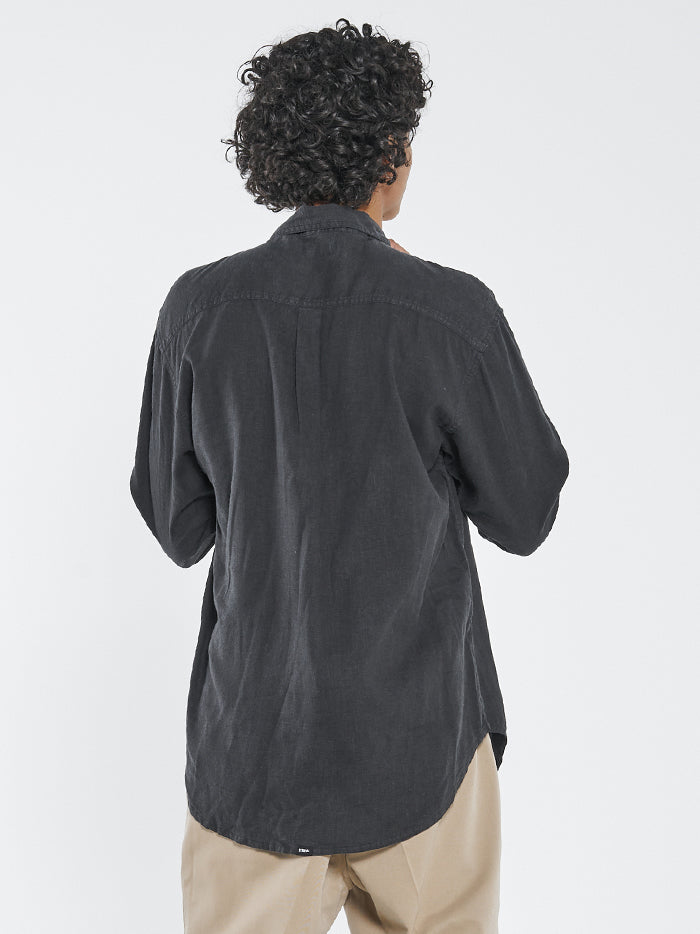Hemp Minimal Thrills Oversized Long Sleeve Shirt - Black