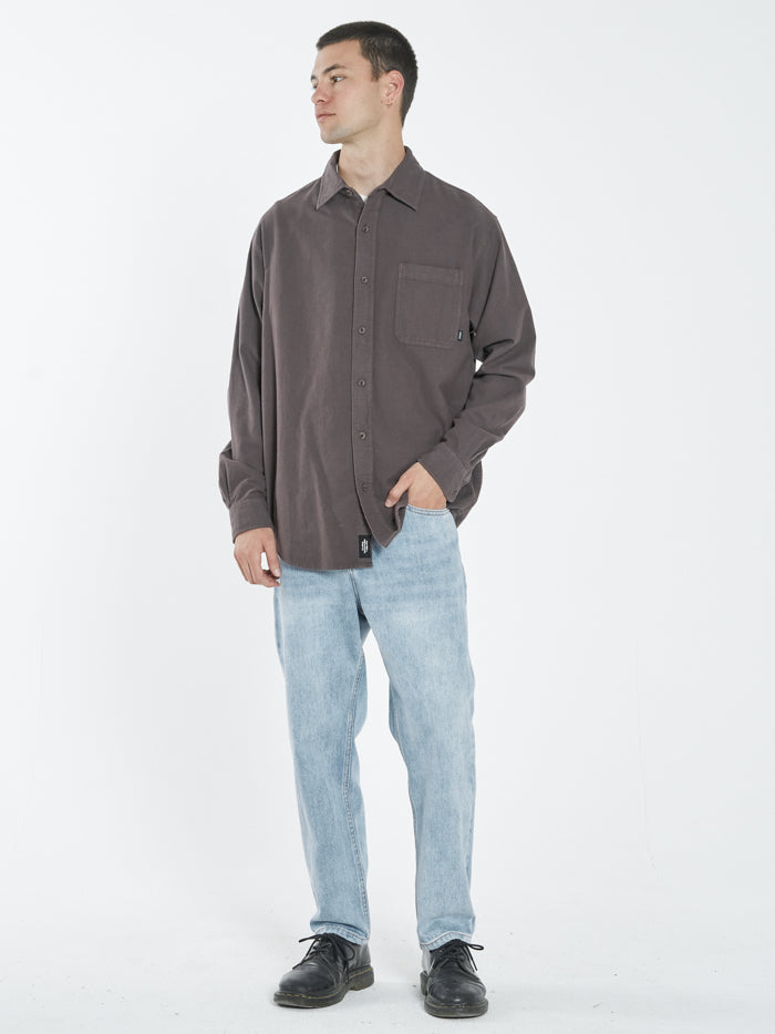 Ops Oversized Long Sleeve Flannel Shirt - Plum