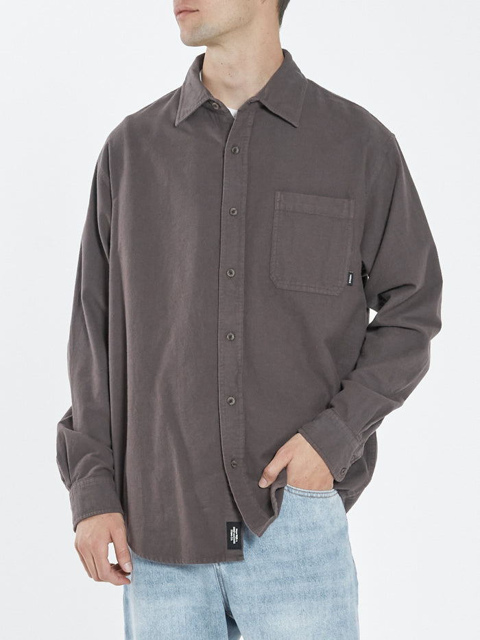 Ops Oversized Long Sleeve Flannel Shirt - Plum