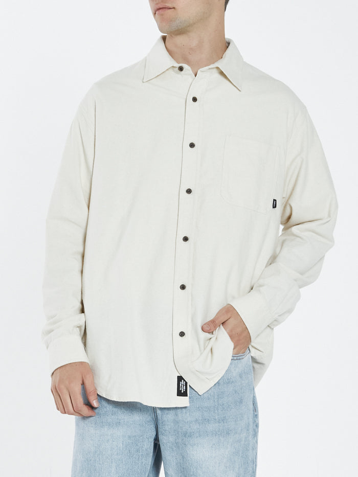 Ops Oversized Long Sleeve Flannel Shirt - Unbleached