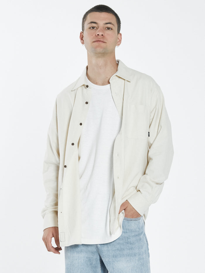 Ops Oversized Long Sleeve Flannel Shirt - Unbleached