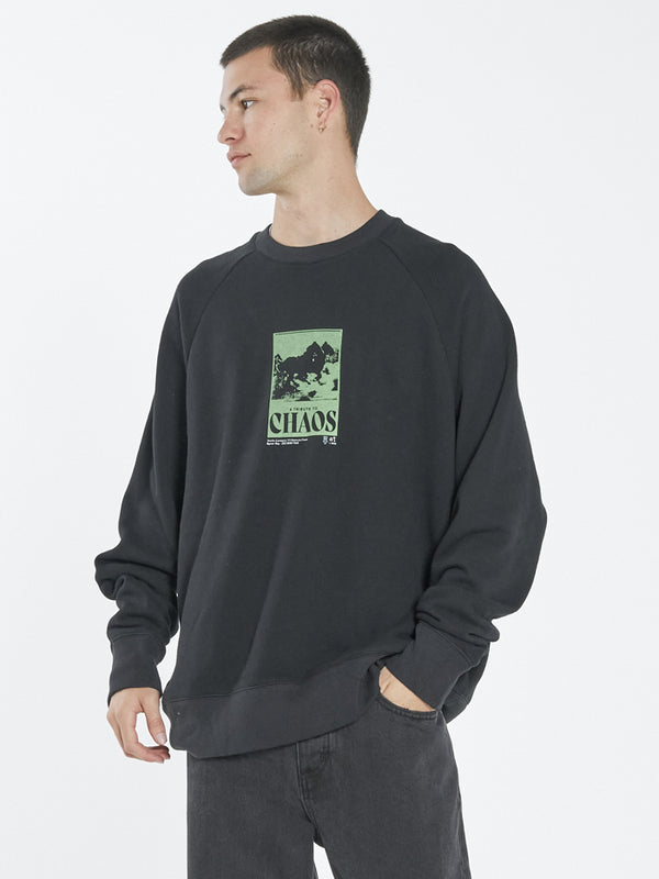 Chaos Oversize Raglan Crew - Black