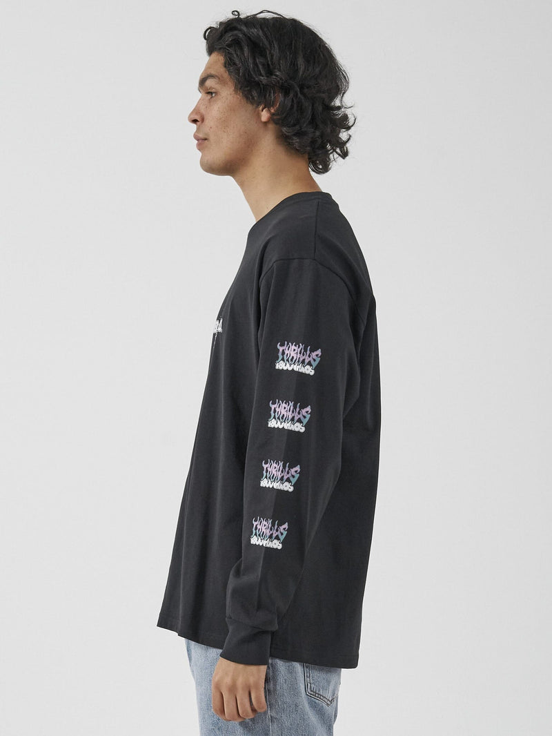 Speed Killer Oversize Fit Long Sleeve Tee - Washed Black