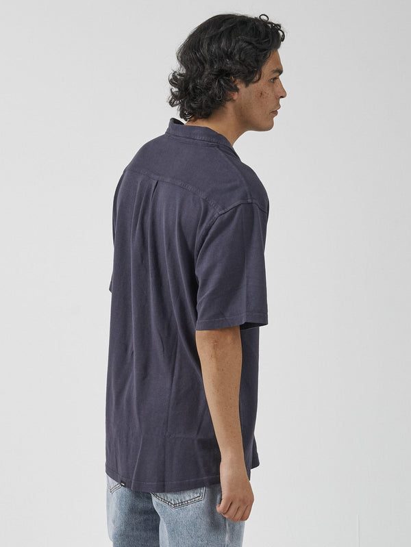 Hemp Thrills Oversized Short Sleeve Jersey Shirt - Marine Blue