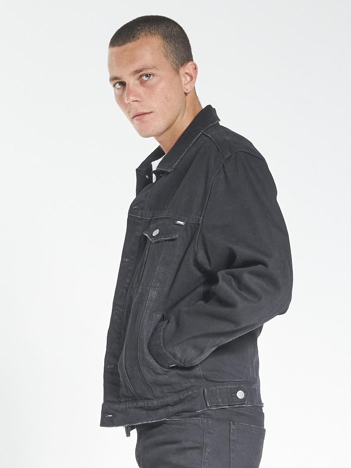 Oversized Wanderer Denim Jacket  - Black Rinse Lined
