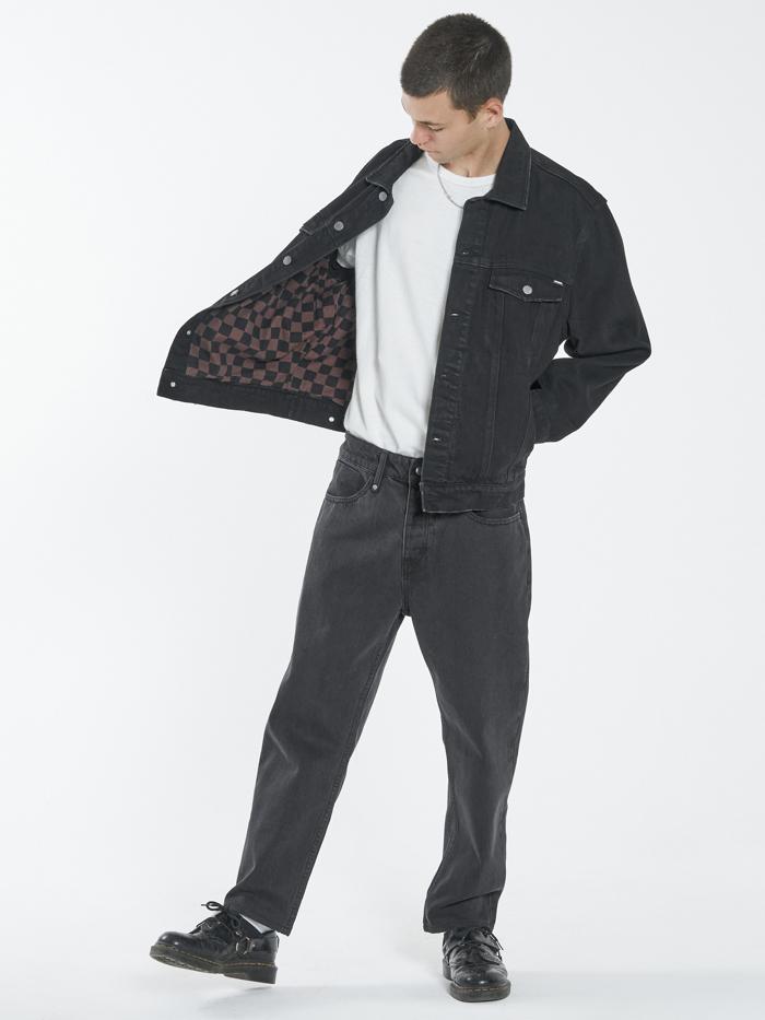 Oversized Wanderer Denim Jacket  - Black Rinse Lined