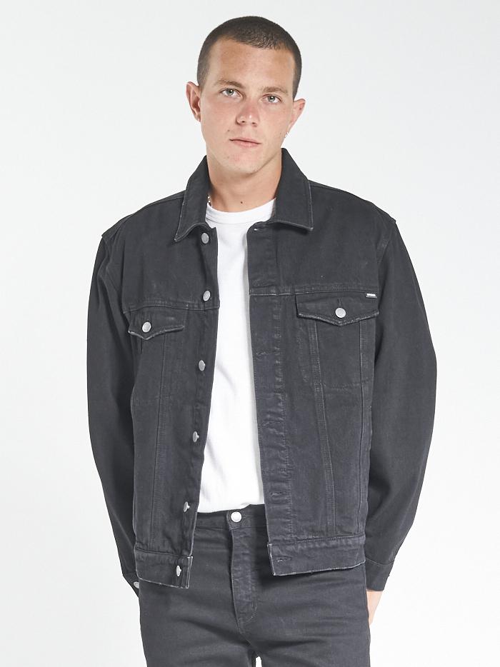 Oversized Wanderer Denim Jacket  - Black Rinse Lined