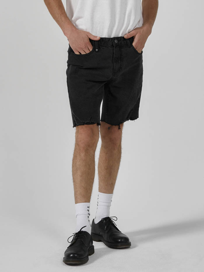 Destroyed Bones Denim Short - Aged Black