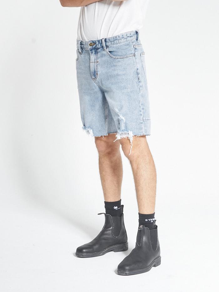 Destroyed Bones Denim Short - Aged Blue