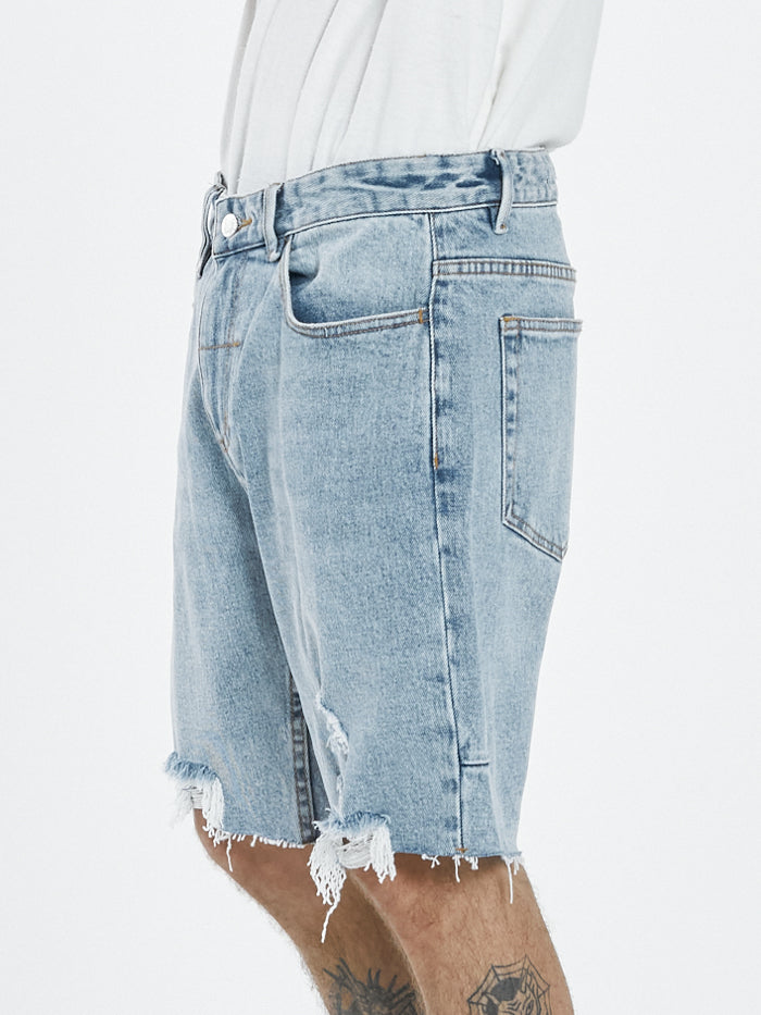 Destroyed Bones Denim Short - Dust Blue