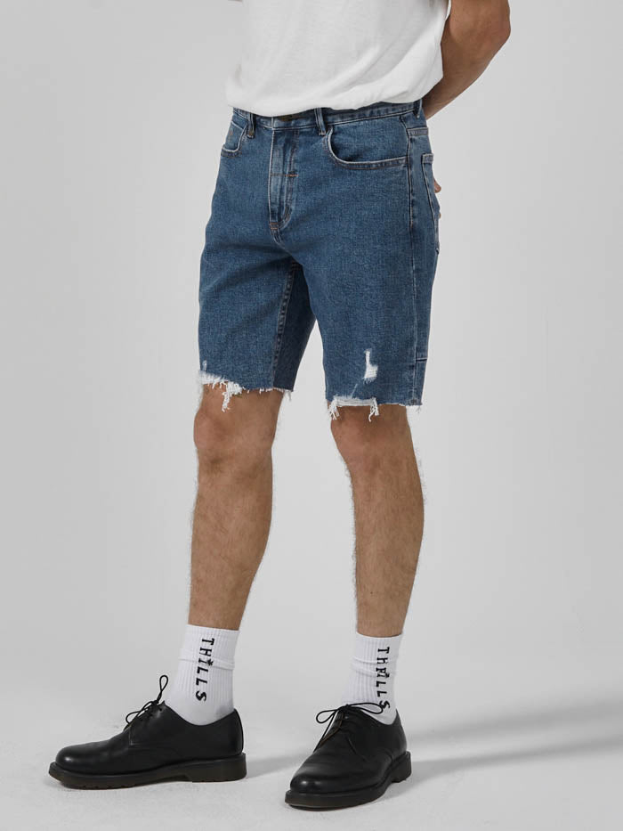 Destroyed Bones Denim Short - Highway Blue